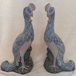 Vintage Pair of Hand-painted Chinoiserie Phoenix Statues